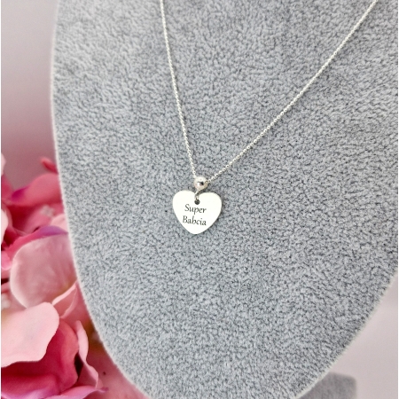 NASZYJNIK SREBRNY SERCE GRAWER DLA BABCI SREBRO 925 DZIEŃ BABCI